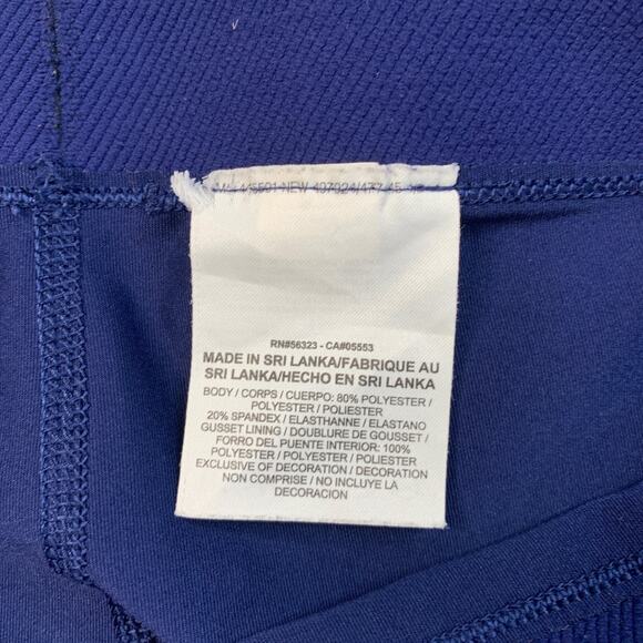 Nike Leggings Womens M Medium Navy Dri Fit Pro Linear Rain Pull On Stretch Capri - Picture 5 of 9